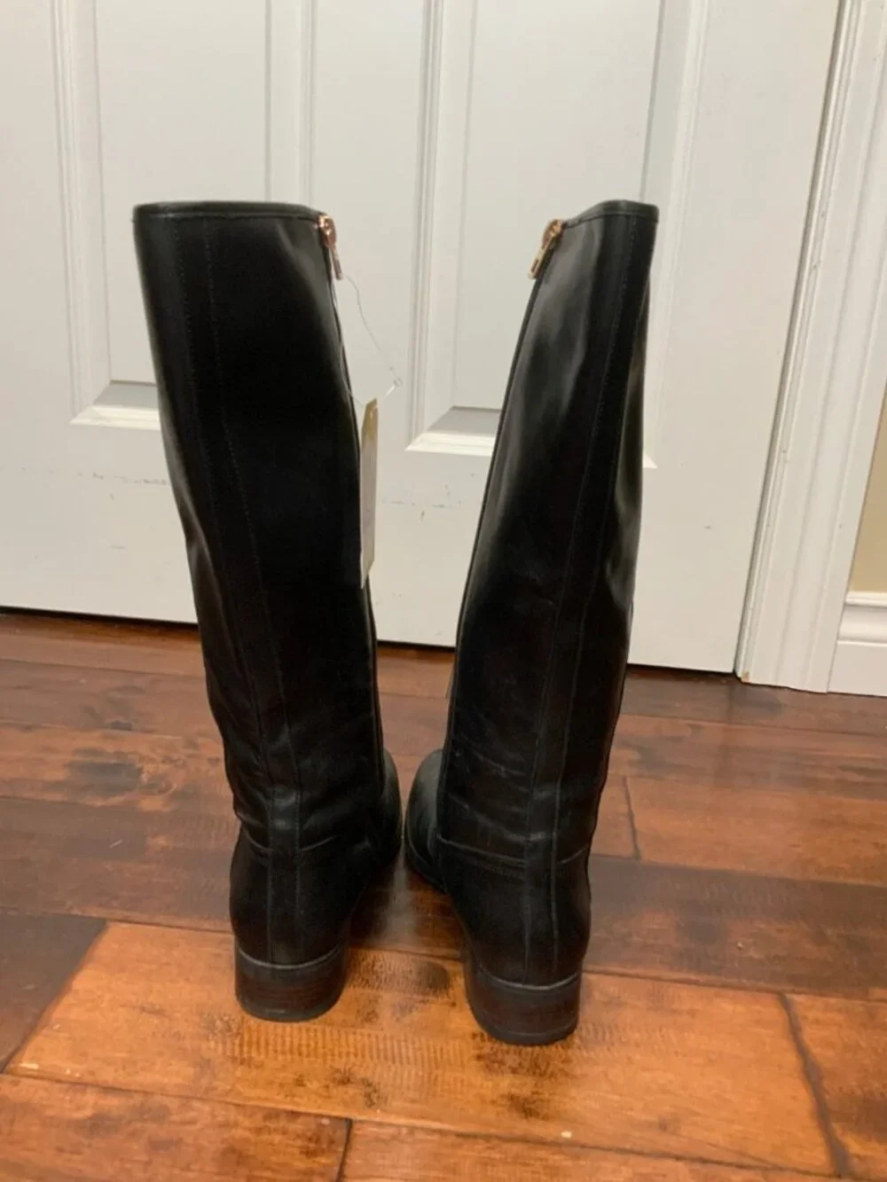 Coach Black Leather Easton Knee High Riding Boots, Size 7.5